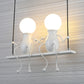 Black/White/Red Little People Sconce Light Metal Kids 2 Lights Wall Lighting Fixture for Living Room White Clearhalo 'Wall Lamps & Sconces' 'Wall Lights' Lighting' 260051