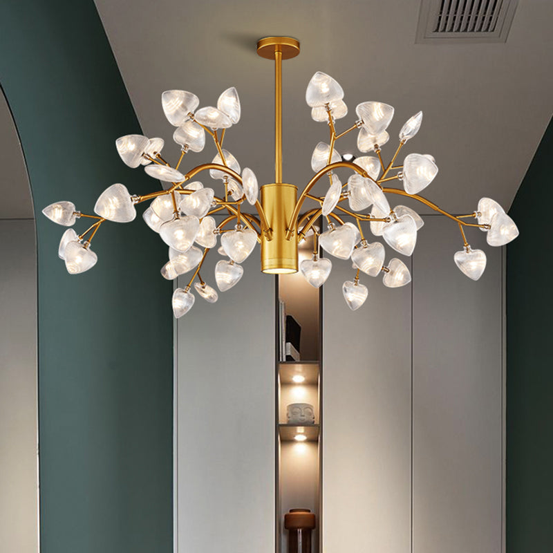 Firefly Design Chandelier Light Clear Acrylic Leaf-shaped Shade Modern Style Lighting Fixture Lamp for Bedroom Aisle Corridor Clearhalo 'Ceiling Lights' 'Chandeliers' 'Modern Chandeliers' 'Modern' Lighting' 2600551