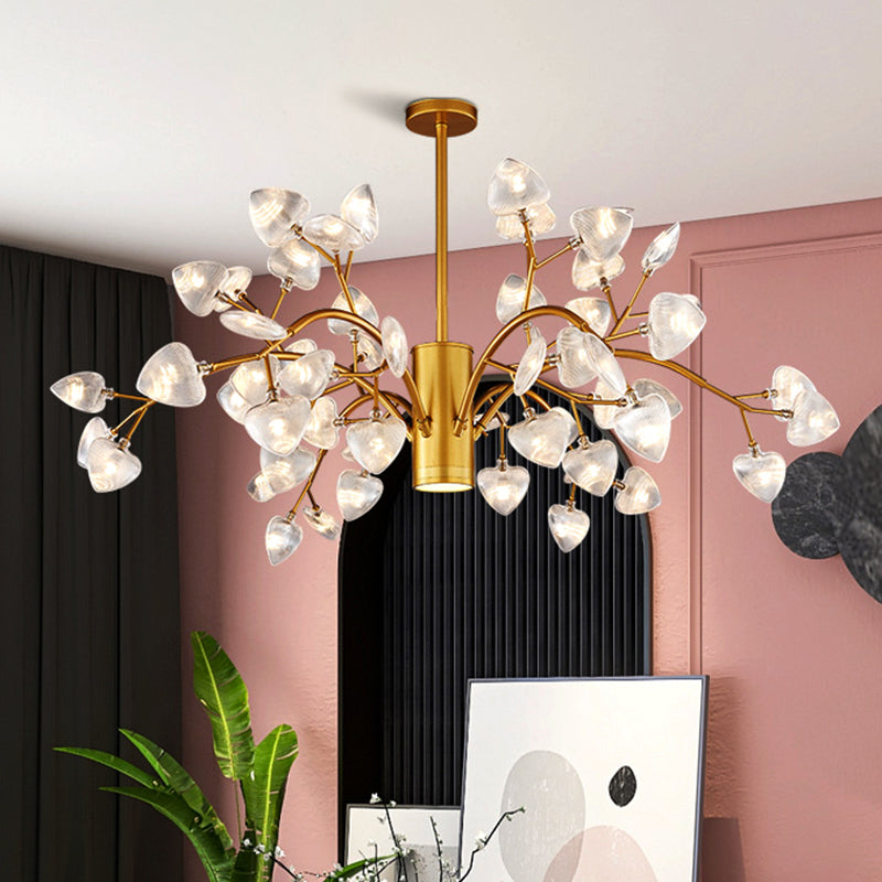 Firefly Design Chandelier Light Clear Acrylic Leaf-shaped Shade Modern Style Lighting Fixture Lamp for Bedroom Aisle Corridor Clearhalo 'Ceiling Lights' 'Chandeliers' 'Modern Chandeliers' 'Modern' Lighting' 2600554