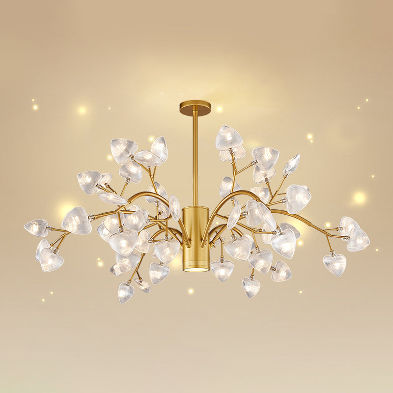 Firefly Design Chandelier Light Clear Acrylic Leaf-shaped Shade Modern Style Lighting Fixture Lamp for Bedroom Aisle Corridor 54 Gold Clearhalo 'Ceiling Lights' 'Chandeliers' 'Modern Chandeliers' 'Modern' Lighting' 2600555