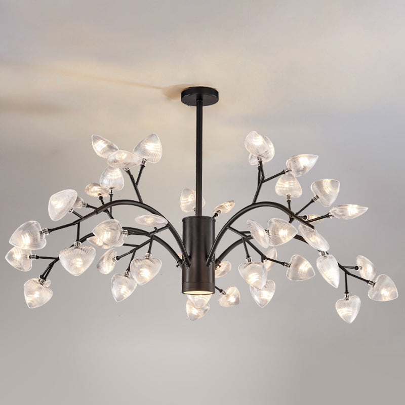Firefly Design Chandelier Light Clear Acrylic Leaf-shaped Shade Modern Style Lighting Fixture Lamp for Bedroom Aisle Corridor Clearhalo 'Ceiling Lights' 'Chandeliers' 'Modern Chandeliers' 'Modern' Lighting' 2600556