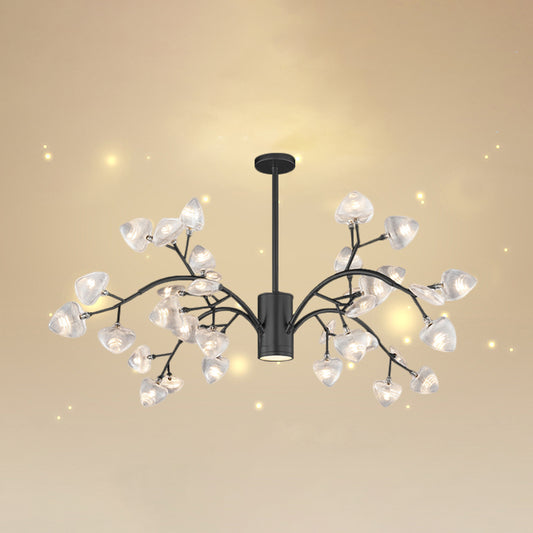 Firefly Design Chandelier Light Clear Acrylic Leaf-shaped Shade Modern Style Lighting Fixture Lamp for Bedroom Aisle Corridor 36 Black Clearhalo 'Ceiling Lights' 'Chandeliers' 'Modern Chandeliers' 'Modern' Lighting' 2600561
