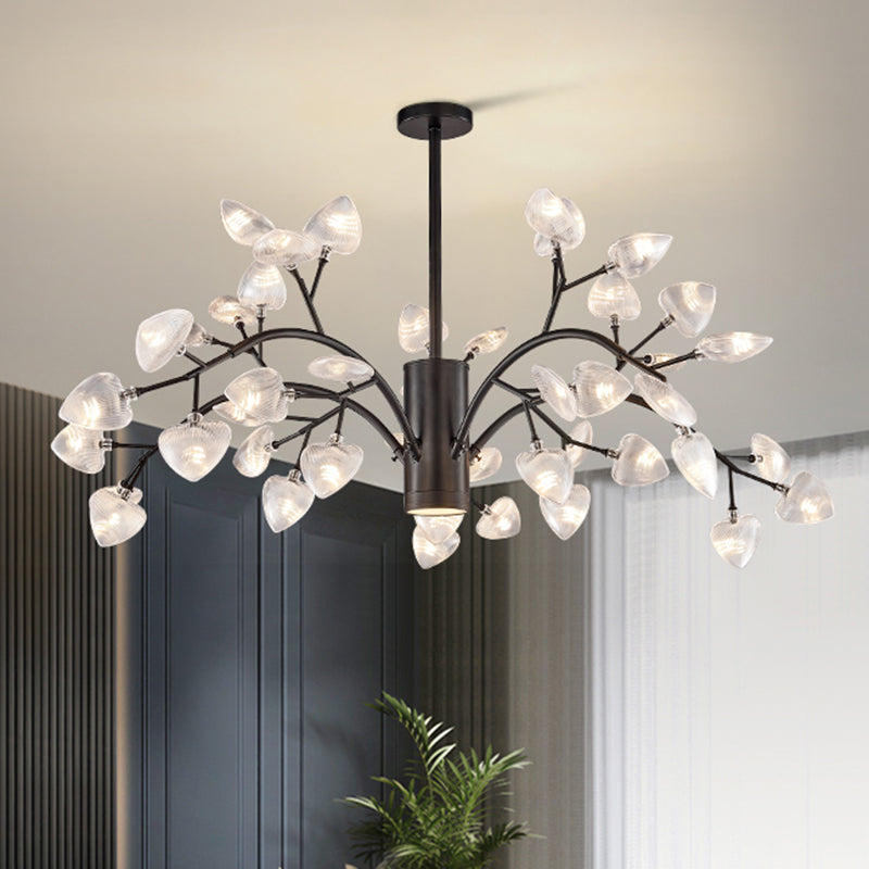 Firefly Design Chandelier Light Clear Acrylic Leaf-shaped Shade Modern Style Lighting Fixture Lamp for Bedroom Aisle Corridor Clearhalo 'Ceiling Lights' 'Chandeliers' 'Modern Chandeliers' 'Modern' Lighting' 2600562
