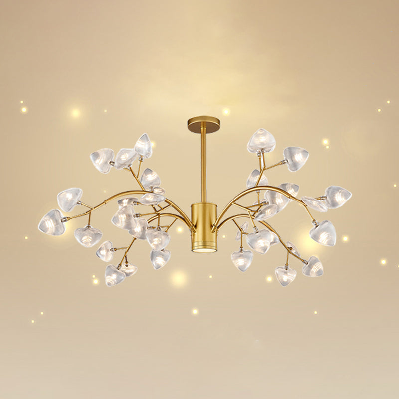 Firefly Design Chandelier Light Clear Acrylic Leaf-shaped Shade Modern Style Lighting Fixture Lamp for Bedroom Aisle Corridor 36 Gold Clearhalo 'Ceiling Lights' 'Chandeliers' 'Modern Chandeliers' 'Modern' Lighting' 2600563