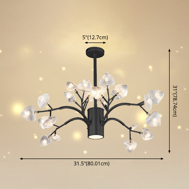Firefly Design Chandelier Light Clear Acrylic Leaf-shaped Shade Modern Style Lighting Fixture Lamp for Bedroom Aisle Corridor Clearhalo 'Ceiling Lights' 'Chandeliers' 'Modern Chandeliers' 'Modern' Lighting' 2600566