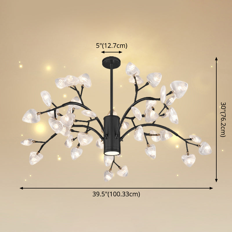 Firefly Design Chandelier Light Clear Acrylic Leaf-shaped Shade Modern Style Lighting Fixture Lamp for Bedroom Aisle Corridor Clearhalo 'Ceiling Lights' 'Chandeliers' 'Modern Chandeliers' 'Modern' Lighting' 2600567