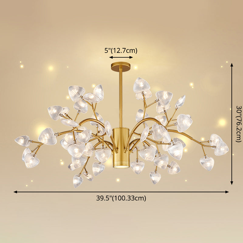 Firefly Design Chandelier Light Clear Acrylic Leaf-shaped Shade Modern Style Lighting Fixture Lamp for Bedroom Aisle Corridor Clearhalo 'Ceiling Lights' 'Chandeliers' 'Modern Chandeliers' 'Modern' Lighting' 2600568
