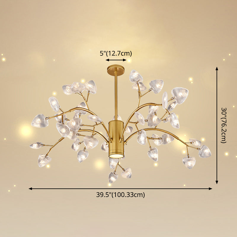 Firefly Design Chandelier Light Clear Acrylic Leaf-shaped Shade Modern Style Lighting Fixture Lamp for Bedroom Aisle Corridor Clearhalo 'Ceiling Lights' 'Chandeliers' 'Modern Chandeliers' 'Modern' Lighting' 2600570