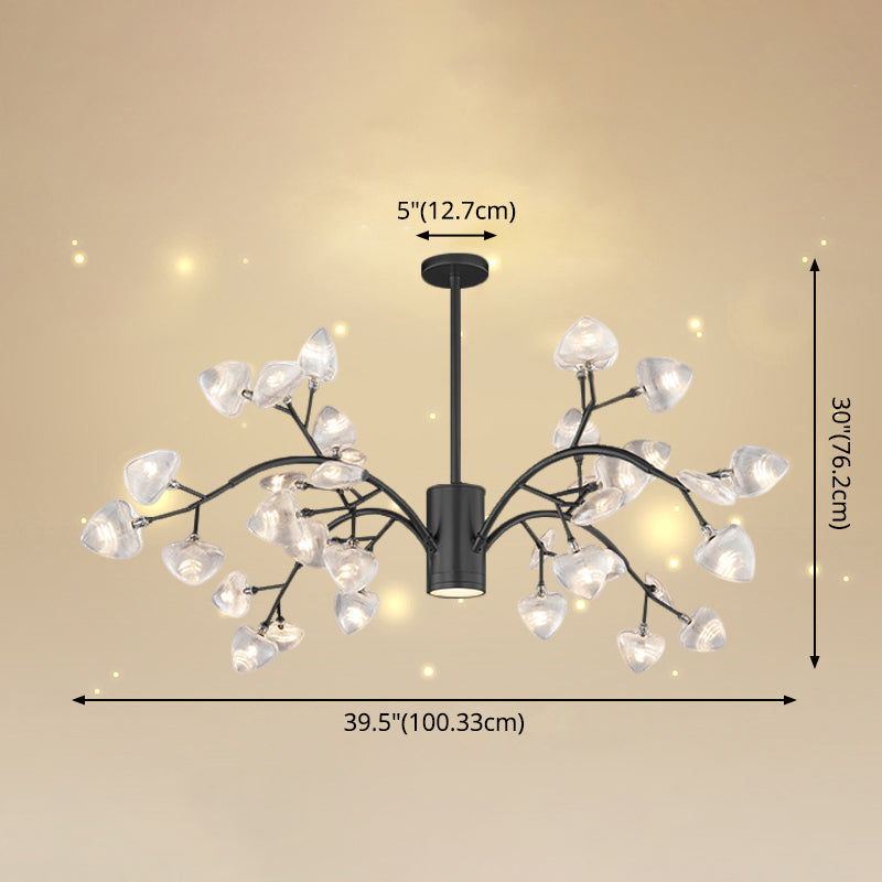 Firefly Design Chandelier Light Clear Acrylic Leaf-shaped Shade Modern Style Lighting Fixture Lamp for Bedroom Aisle Corridor Clearhalo 'Ceiling Lights' 'Chandeliers' 'Modern Chandeliers' 'Modern' Lighting' 2600571