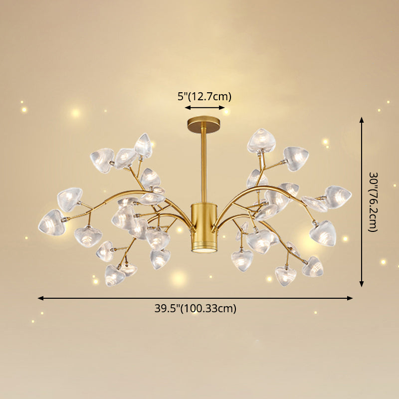 Firefly Design Chandelier Light Clear Acrylic Leaf-shaped Shade Modern Style Lighting Fixture Lamp for Bedroom Aisle Corridor Clearhalo 'Ceiling Lights' 'Chandeliers' 'Modern Chandeliers' 'Modern' Lighting' 2600572