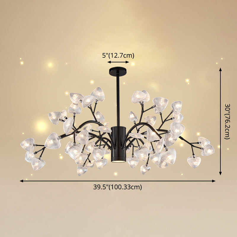 Firefly Design Chandelier Light Clear Acrylic Leaf-shaped Shade Modern Style Lighting Fixture Lamp for Bedroom Aisle Corridor Clearhalo 'Ceiling Lights' 'Chandeliers' 'Modern Chandeliers' 'Modern' Lighting' 2600573
