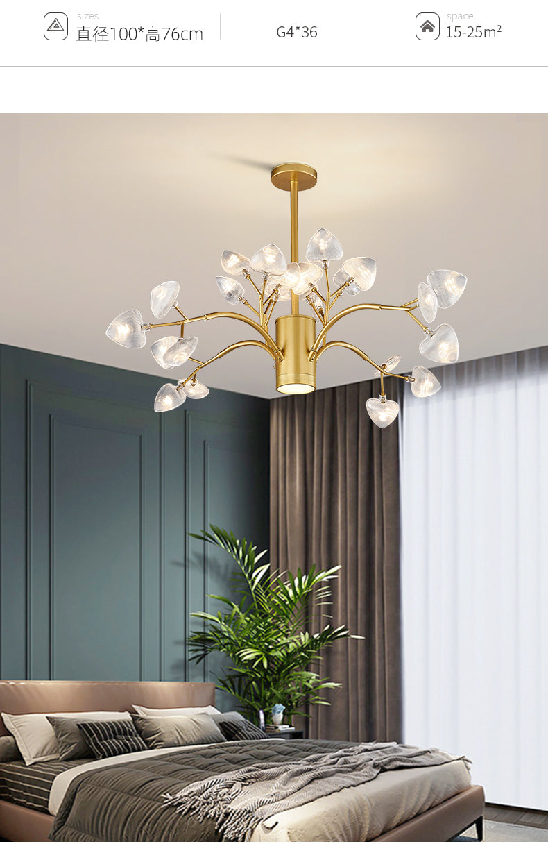 Firefly Design Chandelier Light Clear Acrylic Leaf-shaped Shade Modern Style Lighting Fixture Lamp for Bedroom Aisle Corridor Clearhalo 'Ceiling Lights' 'Chandeliers' 'Modern Chandeliers' 'Modern' Lighting' 2600574