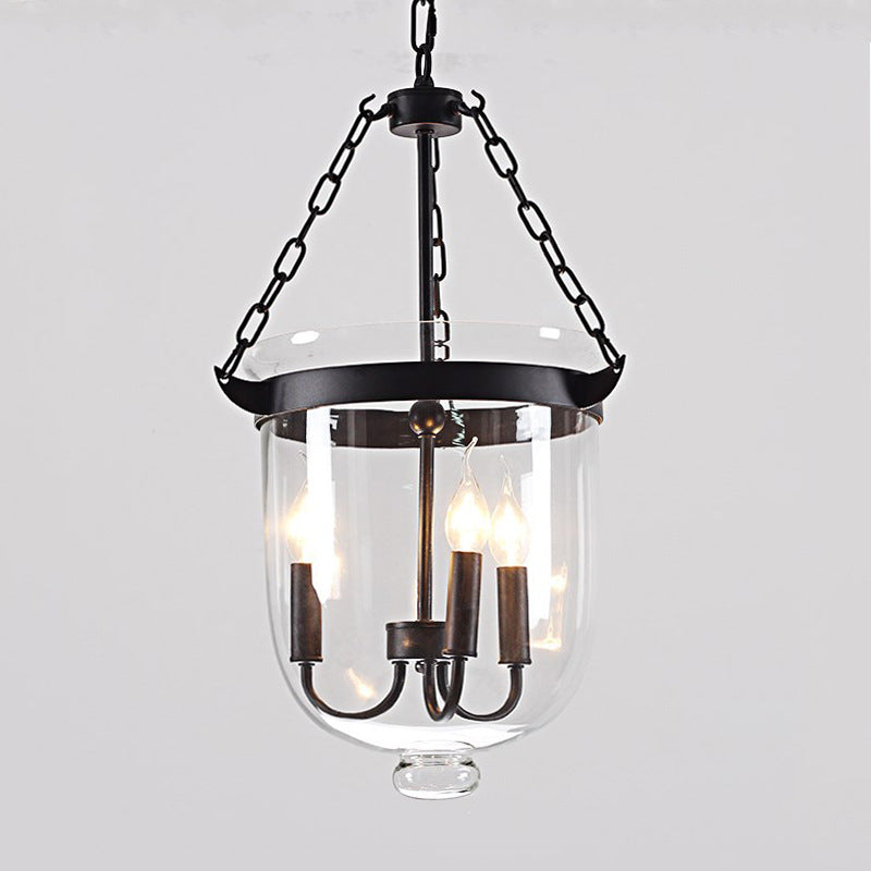 Transparent Glass 3-Light Pendant Lamp with 31.5" Adjustable Chain Industrial Hanging Light Fixture for Dining Room Clearhalo 'Cast Iron' 'Ceiling Lights' 'Chandeliers' 'Industrial Chandeliers' 'Industrial' 'Metal' 'Middle Century Chandeliers' 'Rustic Chandeliers' 'Tiffany' Lighting' 2600576
