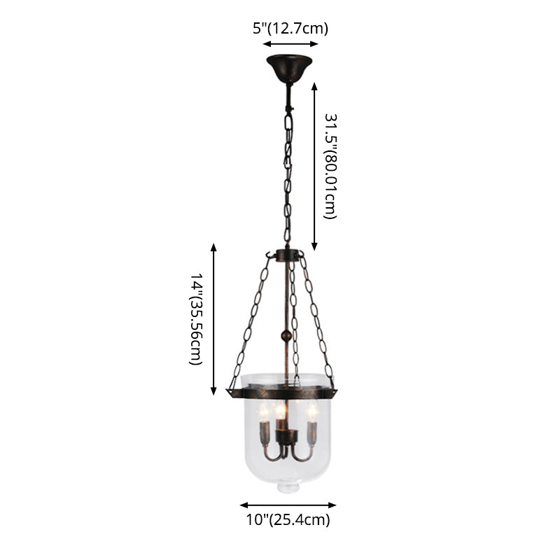 Transparent Glass 3-Light Pendant Lamp with 31.5" Adjustable Chain Industrial Hanging Light Fixture for Dining Room Clearhalo 'Cast Iron' 'Ceiling Lights' 'Chandeliers' 'Industrial Chandeliers' 'Industrial' 'Metal' 'Middle Century Chandeliers' 'Rustic Chandeliers' 'Tiffany' Lighting' 2600585