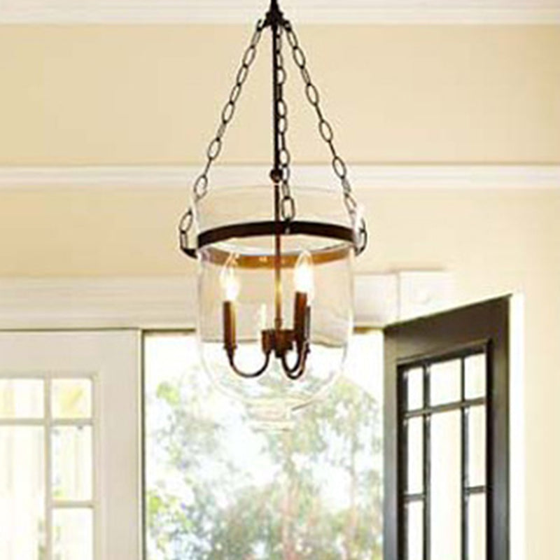 Transparent Glass 3-Light Pendant Lamp with 31.5" Adjustable Chain Industrial Hanging Light Fixture for Dining Room Clearhalo 'Cast Iron' 'Ceiling Lights' 'Chandeliers' 'Industrial Chandeliers' 'Industrial' 'Metal' 'Middle Century Chandeliers' 'Rustic Chandeliers' 'Tiffany' Lighting' 2600591