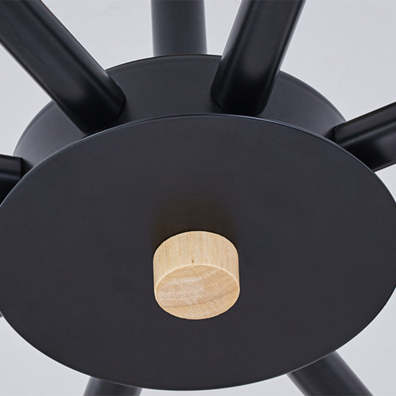 Multi-colored Optional Solid Wood Chandelier Simplicity Modern Living Room Lighting Fixture Lamp with Downward Metal Shade Clearhalo 'Ceiling Lights' 'Chandeliers' 'Modern Chandeliers' 'Modern' Lighting' 2600653