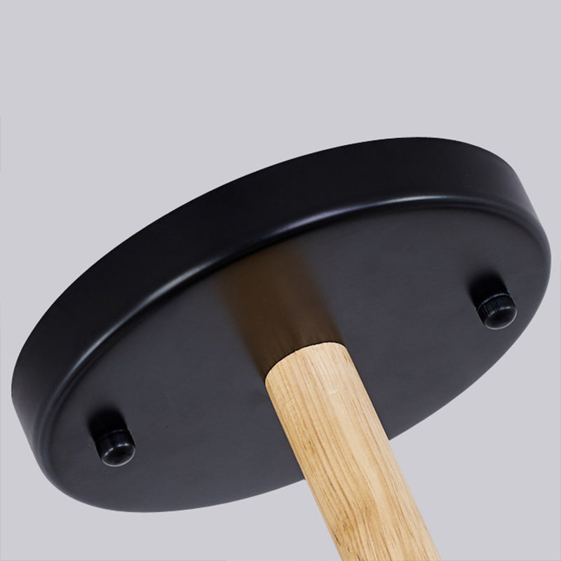 Multi-colored Optional Solid Wood Chandelier Simplicity Modern Living Room Lighting Fixture Lamp with Downward Metal Shade Clearhalo 'Ceiling Lights' 'Chandeliers' 'Modern Chandeliers' 'Modern' Lighting' 2600654