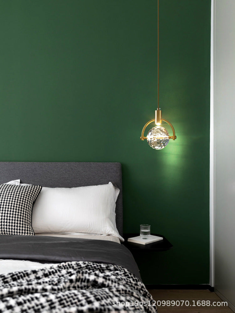 Brass Finish Mini Crystal Pendant Light Modern Style Ceiling Pendant Light for Living Room Bar Coffee Shop Clearhalo 'Ceiling Lights' 'Modern Pendants' 'Modern' 'Pendant Lights' 'Pendants' Lighting' 2600772