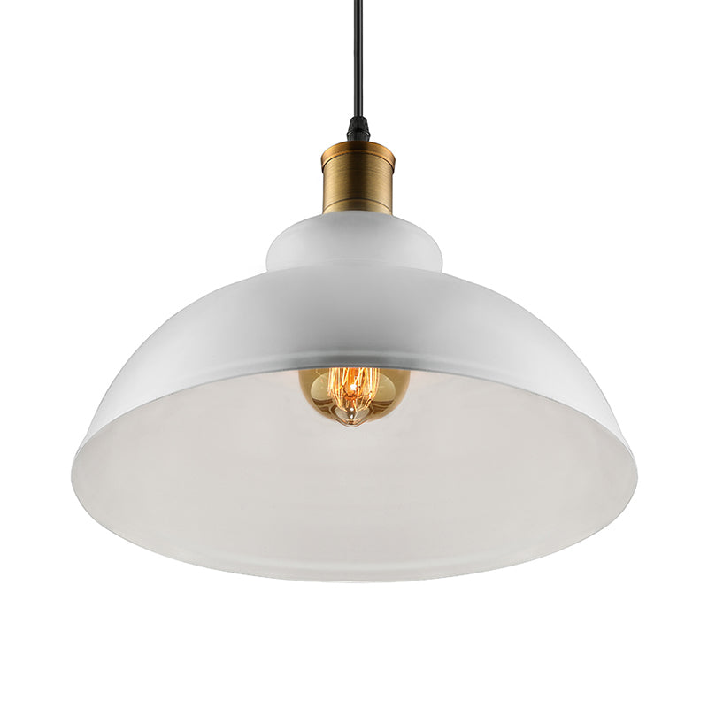 Black/White 1 Bulb Hanging Fixture Retro Metal Dome Shade Ceiling Pendant with Adjustable Cord, 12"/14"/16" W Clearhalo 'Art Deco Pendants' 'Black' 'Cast Iron' 'Ceiling Lights' 'Ceramic' 'Crystal' 'Industrial Pendants' 'Industrial' 'Metal' 'Middle Century Pendants' 'Pendant Lights' 'Pendants' 'Rustic Pendants' 'Tiffany' Lighting' 2601