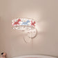 Drum Metal Cage Wall Light Sconce with Cartoon Horse Design Kids 1 Bulb Flush Wall Sconce in Pink Clearhalo 'Wall Lamps & Sconces' 'Wall Lights' Lighting' 260103