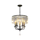 Clear Crystal Block Chandelier Lamp with Drum Shade Modernist 5 Lights Suspension Light in Black Clearhalo 'Ceiling Lights' 'Chandeliers' 'Modern Chandeliers' 'Modern' Lighting' 260114