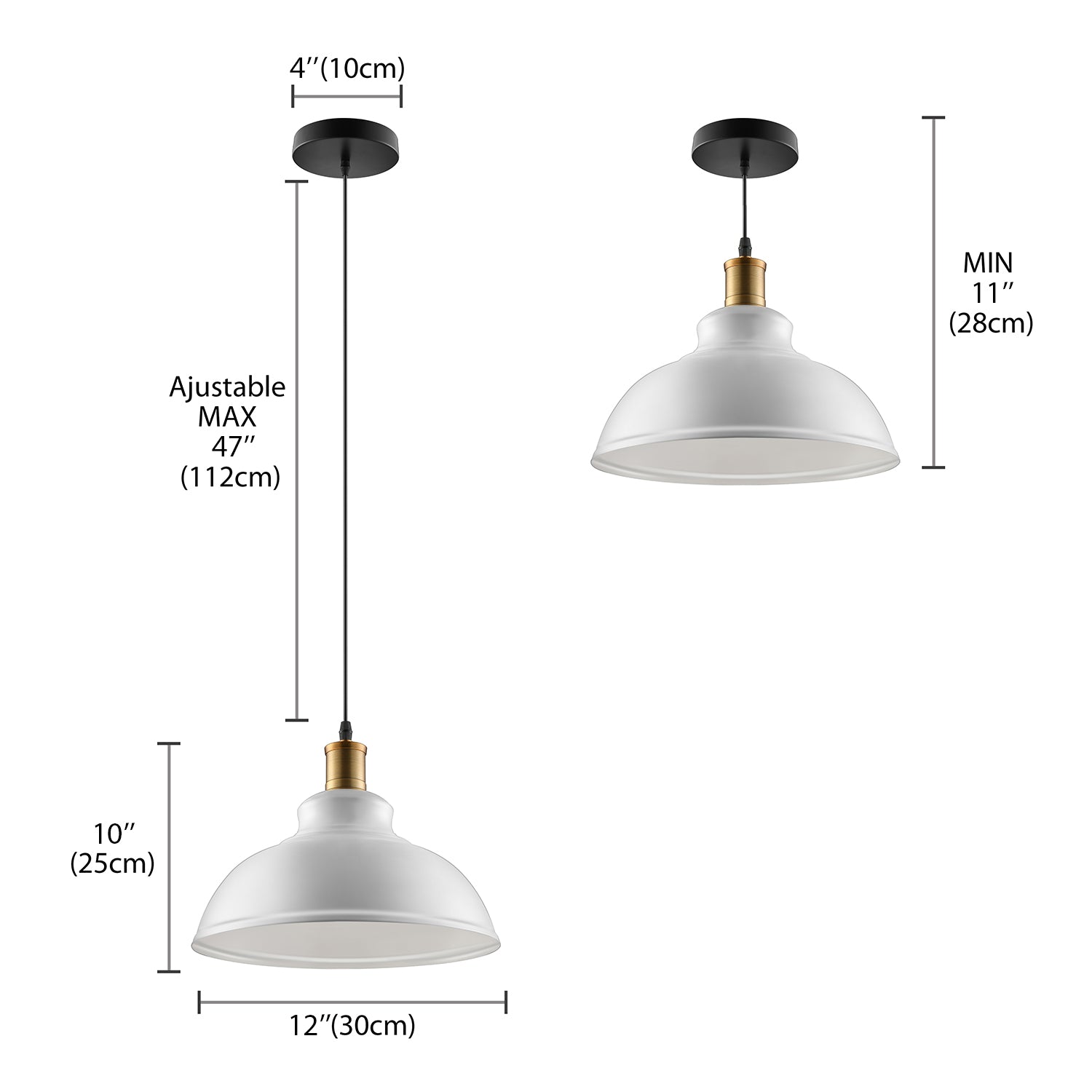 Black/White 1 Bulb Hanging Fixture Retro Metal Dome Shade Ceiling Pendant with Adjustable Cord, 12"/14"/16" W Clearhalo 'Art Deco Pendants' 'Black' 'Cast Iron' 'Ceiling Lights' 'Ceramic' 'Crystal' 'Industrial Pendants' 'Industrial' 'Metal' 'Middle Century Pendants' 'Pendant Lights' 'Pendants' 'Rustic Pendants' 'Tiffany' Lighting' 2602