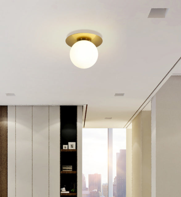 Sphere Semi Flush Chandelier Contemporary Frosted Glass Ceiling Mount Light Fixture for Hallway Clearhalo 'Ceiling Lights' 'Close To Ceiling Lights' 'Close to ceiling' 'Semi-flushmount' Lighting' 2602458