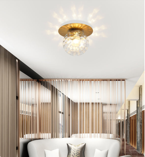 Sphere Semi Flush Chandelier Contemporary Frosted Glass Ceiling Mount Light Fixture for Hallway Clearhalo 'Ceiling Lights' 'Close To Ceiling Lights' 'Close to ceiling' 'Semi-flushmount' Lighting' 2602459