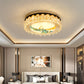 Creative Modern Drum Flush Mount Lamp Crystal Block Bedroom LED Ceiling Light in Brass Clearhalo 'Ceiling Lights' 'Close To Ceiling Lights' 'Lighting' 2602526