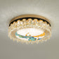 Creative Modern Drum Flush Mount Lamp Crystal Block Bedroom LED Ceiling Light in Brass Turquoise Clearhalo 'Ceiling Lights' 'Close To Ceiling Lights' 'Lighting' 2602534