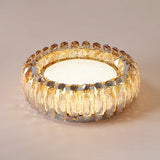 Donut Shaped Flush Light Fixture Minimalist Crystal Chrome LED Ceiling Light for Bedroom Chrome 12" Amber Clearhalo 'Ceiling Lights' 'Close To Ceiling Lights' 'Lighting' 2602552