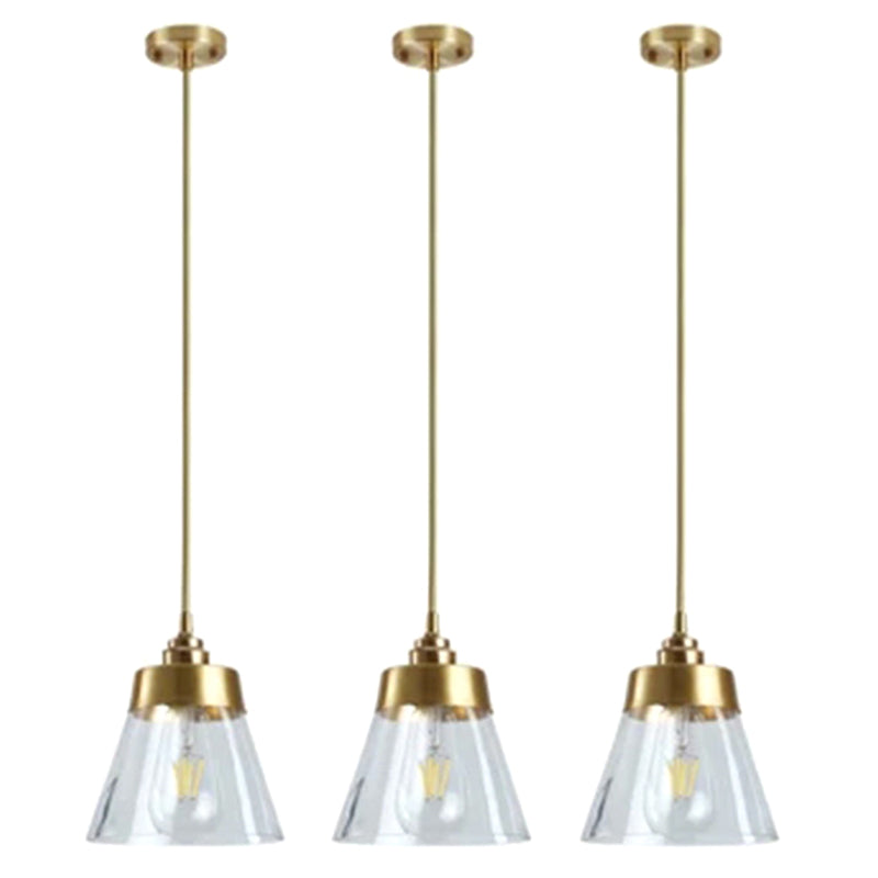 Glass Tapered Hanging Light Fixture Contemporary Pendant Lighting Fixture in Gold Clearhalo 'Ceiling Lights' 'Pendant Lights' 'Pendants' Lighting' options 2602803