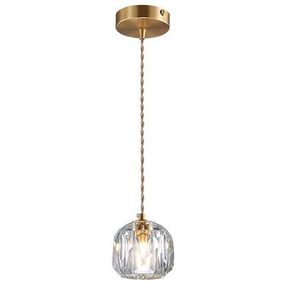 Globe Shape Pendant Lighting Fixture Contemporary Style Crystal Gold Hanging Lamp Kit Gold Clearhalo 'Ceiling Lights' 'Pendant Lights' 'Pendants' Lighting' 2602863_f70351b9-e0bf-4331-a179-22be0aac1ebc