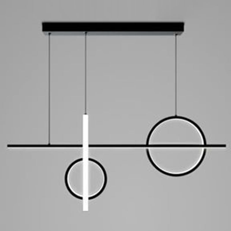 LED Parlour Pendant Lighting Fixture Contemporary Ceiling Suspension Lamp with Lines Acrylic Shade Black Clearhalo 'Ceiling Lights' 'Island Lights' 'Lighting' 2602891