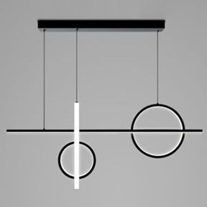 LED Parlour Pendant Lighting Fixture Contemporary Ceiling Suspension Lamp with Lines Acrylic Shade Black Clearhalo 'Ceiling Lights' 'Island Lights' 'Lighting' 2602891