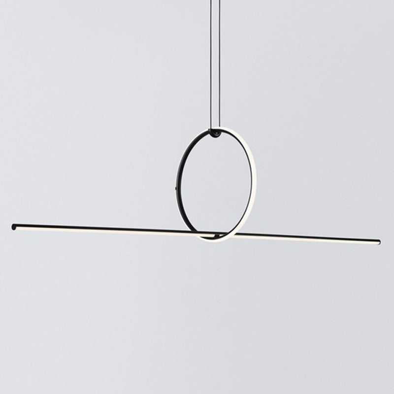 Lines Shape Hanging Pendant Light Contemporary Metal LED Office Suspended Lighting Fixture in Black Clearhalo 'Ceiling Lights' 'Island Lights' 'Lighting' 2602913
