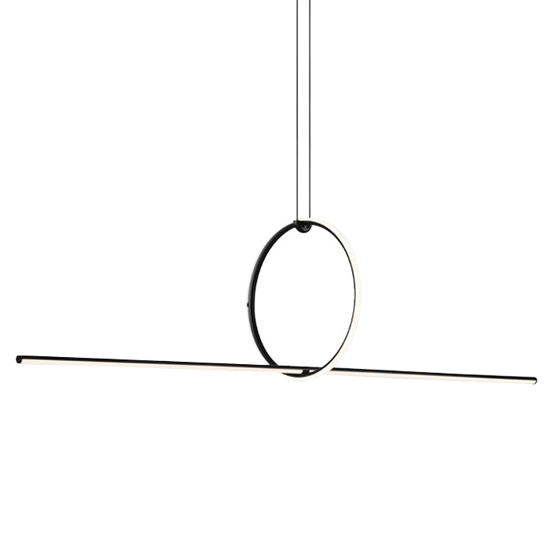 Lines Shape Hanging Pendant Light Contemporary Metal LED Office Suspended Lighting Fixture in Black Black Clearhalo 'Ceiling Lights' 'Island Lights' 'Lighting' 2602917