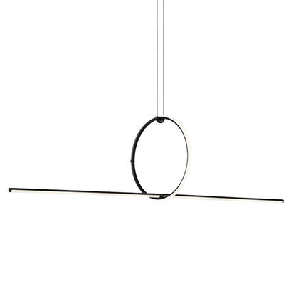 Lines Shape Hanging Pendant Light Contemporary Metal LED Office Suspended Lighting Fixture in Black Black Clearhalo 'Ceiling Lights' 'Island Lights' 'Lighting' 2602917