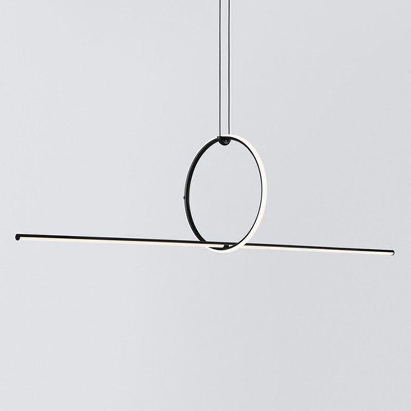 Lines Shape Hanging Pendant Light Contemporary Metal LED Office Suspended Lighting Fixture in Black Clearhalo 'Ceiling Lights' 'Island Lights' 'Lighting' 2602918