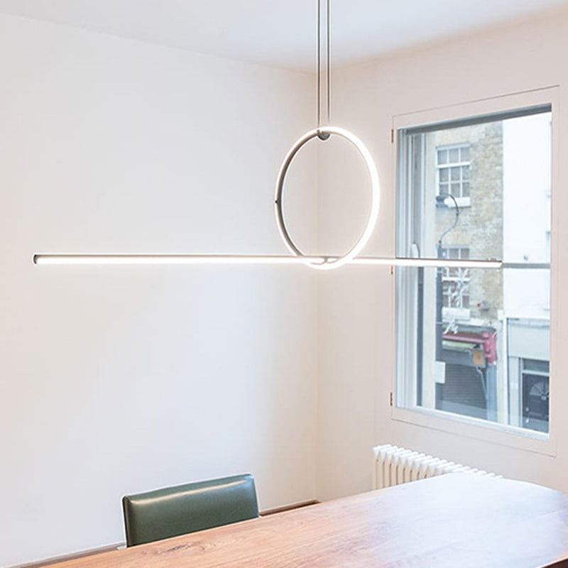 Lines Shape Hanging Pendant Light Contemporary Metal LED Office Suspended Lighting Fixture in Black Clearhalo 'Ceiling Lights' 'Island Lights' 'Lighting' 2602919