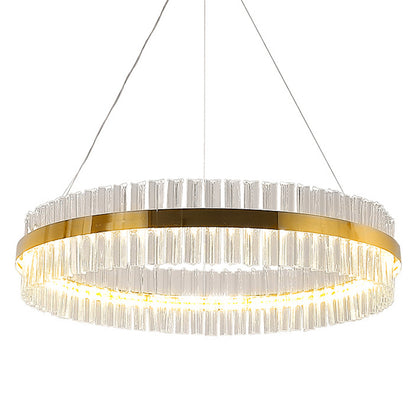 Gold Circular Ring Pendant Lighting Fixture Modern LED Crystal Ceiling Suspension Lamp Gold Clearhalo 'Ceiling Lights' 'Pendant Lights' 'Pendants' Lighting' 2602949