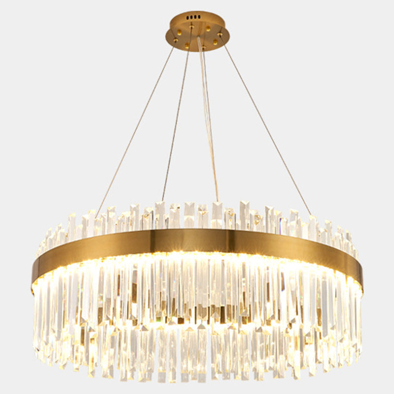 LED Parlor Pendant Lighting Fixture Contemporary Gold Suspension Lamp with Circle Crystal Shade Gold Clearhalo 'Ceiling Lights' 'Pendant Lights' 'Pendants' Lighting' 2602952