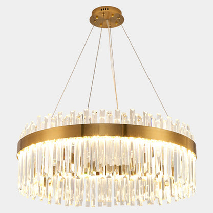 LED Parlor Pendant Lighting Fixture Contemporary Gold Suspension Lamp with Circle Crystal Shade Gold Clearhalo 'Ceiling Lights' 'Pendant Lights' 'Pendants' Lighting' 2602952