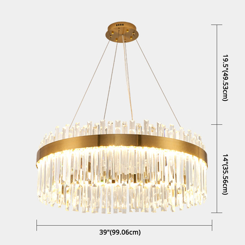 LED Parlor Pendant Lighting Fixture Contemporary Gold Suspension Lamp with Circle Crystal Shade Clearhalo 'Ceiling Lights' 'Pendant Lights' 'Pendants' Lighting' 2602957