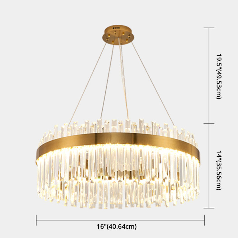 LED Parlor Pendant Lighting Fixture Contemporary Gold Suspension Lamp with Circle Crystal Shade Clearhalo 'Ceiling Lights' 'Pendant Lights' 'Pendants' Lighting' 2602958