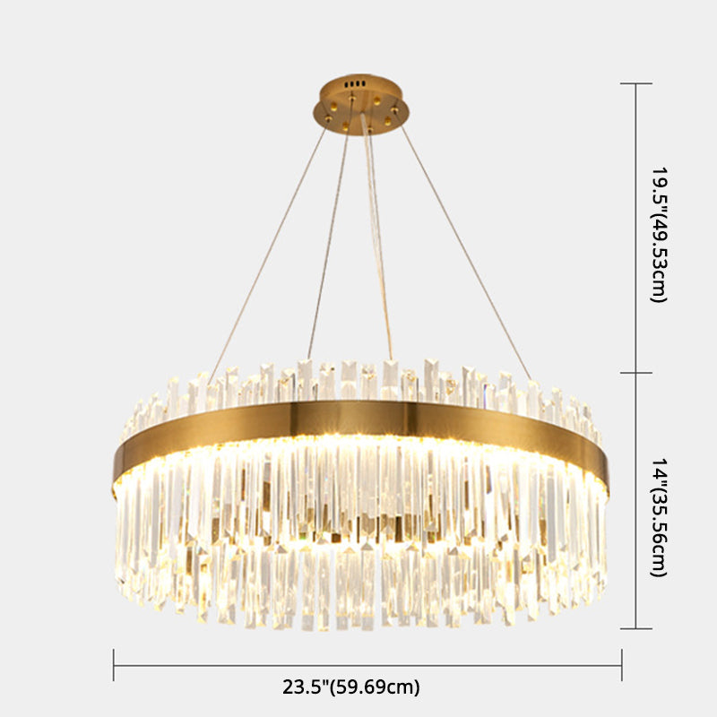 LED Parlor Pendant Lighting Fixture Contemporary Gold Suspension Lamp with Circle Crystal Shade Clearhalo 'Ceiling Lights' 'Pendant Lights' 'Pendants' Lighting' 2602959