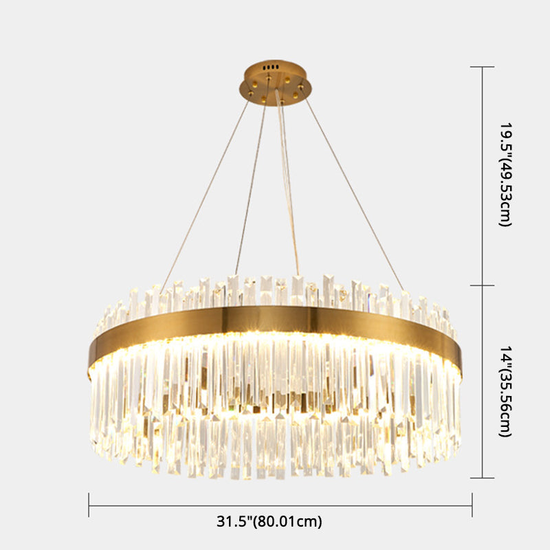 LED Parlor Pendant Lighting Fixture Contemporary Gold Suspension Lamp with Circle Crystal Shade Clearhalo 'Ceiling Lights' 'Pendant Lights' 'Pendants' Lighting' 2602960