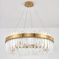 LED Parlor Pendant Lighting Fixture Contemporary Gold Suspension Lamp with Circle Crystal Shade Clearhalo 'Ceiling Lights' 'Pendant Lights' 'Pendants' Lighting' 2602961