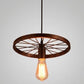 Metal Hanging Pendant Light Vintage Style Black Wagon Wheel Coffee Shop Suspension Lamp 1 Rust Clearhalo 'Ceiling Lights' 'Pendant Lights' 'Pendants' Lighting' 2602984