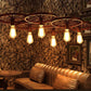 Metal Hanging Pendant Light Vintage Style Black Wagon Wheel Coffee Shop Suspension Lamp Clearhalo 'Ceiling Lights' 'Pendant Lights' 'Pendants' Lighting' 2602994